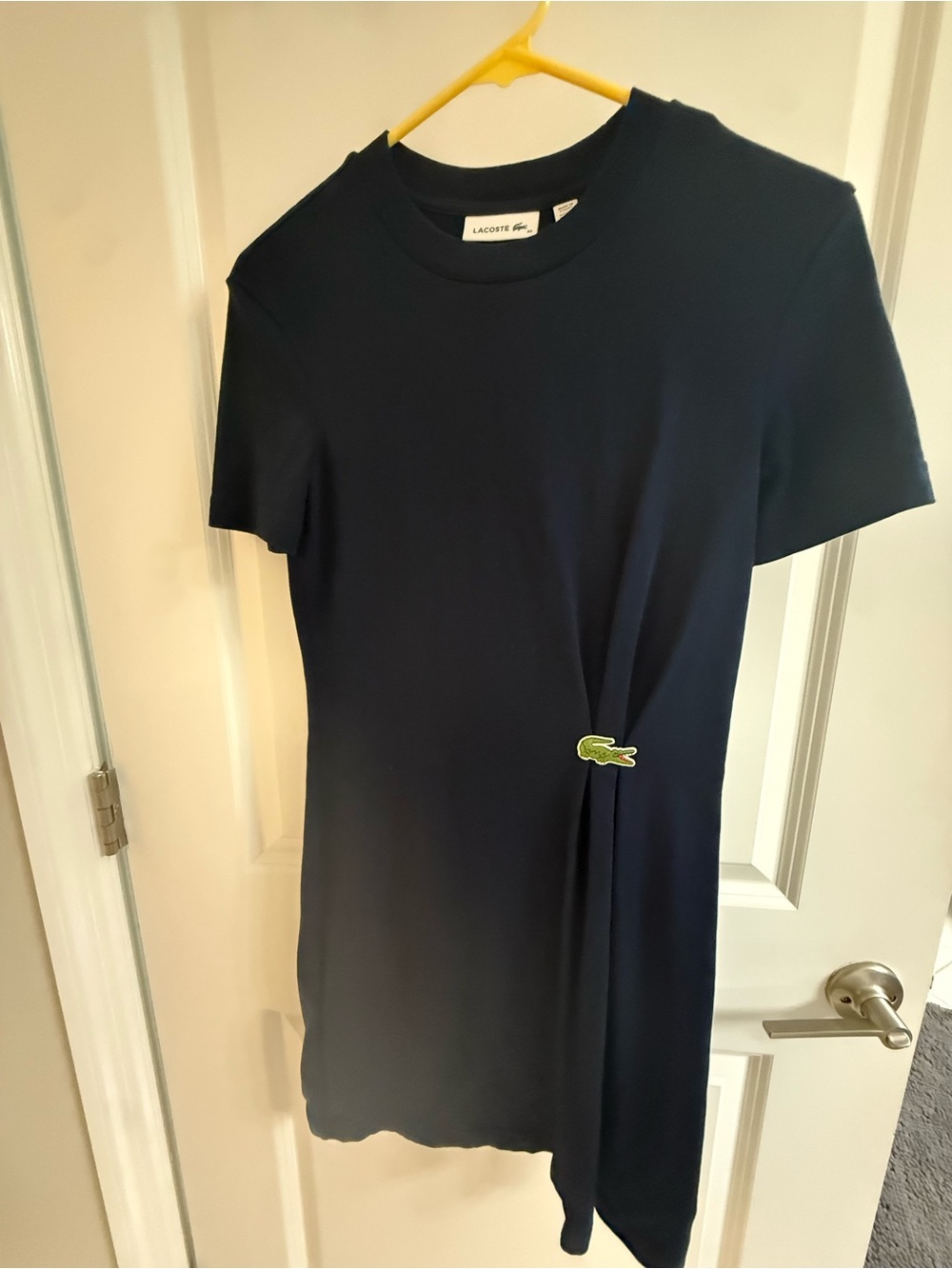 Lacoste Navy Short Sleeve Mini Dress with Crocodile Pin